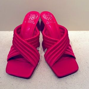 Vince Camuto Hot Pink Satin heels. Size 6.5 Slide style